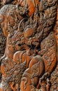 The carved dragons on wood