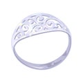 Carved elegant platinum, white golden or silver ring. Dazzling expensive accessory.