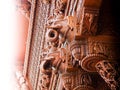 Carved elephant wood architecture detail