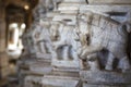 Carved elephants inside of the Adinatha Temple, a Jain temple in Ranakpur, Rajasthan, India Royalty Free Stock Photo
