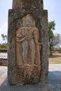 Carved figure on Manastambha, Shantinatha Basadi, Basadi Halli jain temple complex, Karnataka