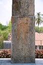 Carved figure on Manastambha, Shantinatha Basadi, Basadi Halli jain temple complex, Karnataka