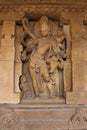 Carved figure of Shiva with Nandi in the corridor, Durga temple, Aihole, Bagalkot, Karnataka. The Galaganatha Group of temples.