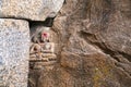 Carved figures on a rock, Gomateshwara temple, Vindhyagiri Hill, Shravanbelgola, Karnataka