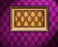 Carved Gilded Frame on Violet Wallpaper Royalty Free Stock Photo