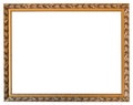 Carved golden wooden picture frame isolated Royalty Free Stock Photo