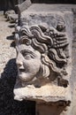 Carved Greek mask of Greco-Roman amphitheatre, Myra, Turkey Royalty Free Stock Photo