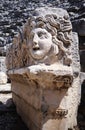 Carved Greek mask of Greco-Roman amphitheatre, Myra, Turkey Royalty Free Stock Photo