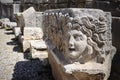 Carved Greek mask of Greco-Roman amphitheatre, Myra, Turkey Royalty Free Stock Photo