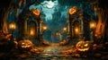 Halloween Pumpkin Haunted Mansion House Spooky Ghost Trick Or Treat Jack O Lantern Ai Generated