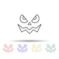 carved halloween pumpkin or jack o' lantern multi color style icon. simple thin line, outline  of halloween icons for ui an Royalty Free Stock Photo