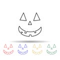 carved halloween pumpkin or jack o' lantern multi color style icon. simple thin line, outline  of halloween icons for ui an Royalty Free Stock Photo