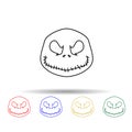 carved halloween pumpkin or jack o' lantern multi color style icon. simple thin line, outline  of halloween icons for ui an Royalty Free Stock Photo