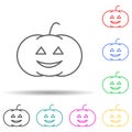 Carved Halloween pumpkin  multi color style icon. Simple thin line, outline  of halloween icons for ui and ux, website or Royalty Free Stock Photo