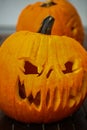 carved hallowen pumpkin jaco-o-lantern Royalty Free Stock Photo
