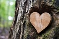 a carved heart shape on a tree trunk Royalty Free Stock Photo