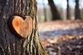 a carved heart shape on a tree trunk Royalty Free Stock Photo