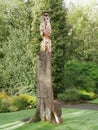 Carved heron masterpiece in cherry tree