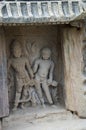 Carved idol of gods on the inner wall of a small shrine. Built in 1026 - 27 AD during the reign of Bhima I of the Chaulukya