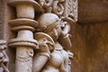 Carved idol on the inner wall of Rani ki vav, an intricately constructed stepwell on the banks of Saraswati River. Patan, Gujarat Royalty Free Stock Photo