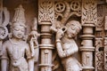 Carved idol on the inner wall of Rani ki vav, an intricately constructed stepwell on the banks of Saraswati River. Patan, Gujarat Royalty Free Stock Photo