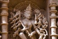 Carved idol of Mahishasuramardini on the inner wall of Rani ki vav, an intricately constructed stepwell on the banks of Saraswati