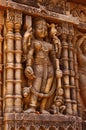 Carved idol on the outer wall, Hatkeshwar Mahadev, 17th century temple, the family deity of Nagar Brahmins. Vadnagar