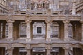 Carved idols on the inner wall of Rani ki vav, an intricately constructed stepwell on the banks of Saraswati River. Patan, Gujara Royalty Free Stock Photo