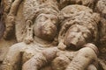 Carved idols on the outer wall of the temple, AihoÃ¡Â¸Â·e , Bagalkot, Karnataka, India. Lies to the east of Pattadakal, along the Royalty Free Stock Photo