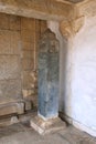 Carved inscriptions in Kannada on the stone pillar at the entrance of Kattale Basadi Chandragiri hill, Sravanabelgola, Karnataka