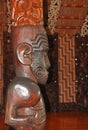 Carved interior of Maori meeting house Royalty Free Stock Photo