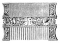 Carved ivory comb sixteenth century collection Sauvageot, Louvre, vintage engraving