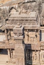 Carved Kailasa Temple in Ellora, Maharasthra state, Ind Royalty Free Stock Photo