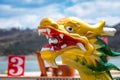 Carved and painted dragon head of a Dragonboat Royalty Free Stock Photo