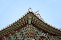 Carved and painted eaves of Bulguksa Temple, Gyeongju, South Korea Royalty Free Stock Photo