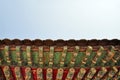 Carved and painted roof details of Bulguksa Temple, Gyeongju, South Korea Royalty Free Stock Photo