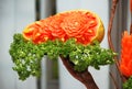 Carved papaya fruit