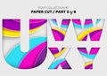 Carved Paper Art, Font Design. Beautiful 3D Letters Crafted with Royalty Free Stock Photo