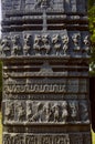 A carved pillar, thoranan arches, Warangal Fort, Warangal, Telangana