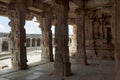 Carved pillars of the maha-mandapa, Krishna Temple, Hampi, Karnataka. Interior view. Sacred Center. A large open prakara is seen i