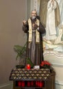 Carved polychrome statue of Saint Pio of Pietrelcina in the Church of Santa Marta in Menaggio Royalty Free Stock Photo