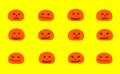 Carved pumpkin with different expressions