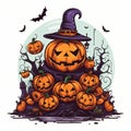 Carved Pumpkin Illustration Background Royalty Free Stock Photo