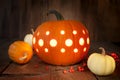 Carved pumpkin still life Royalty Free Stock Photo