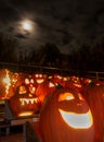 Carved pumpkins and moonlight Royalty Free Stock Photo