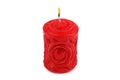 Carved red candle isolated on white background Royalty Free Stock Photo