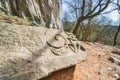 Carved rock of Pajstun castle portal on Zahorie region near Stupava town