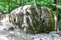 Carved rock in stone-pit in Shapsugskaya zone Royalty Free Stock Photo