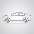 Carved silhouette flat icon, simple vector design. Car in profile