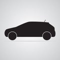 Carved silhouette flat icon, simple vector design. Car in profile